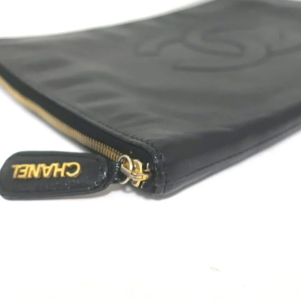 Chanel 90s Timeless CC Zip-Around Portfolio Document Holder Black Caviar Leather
